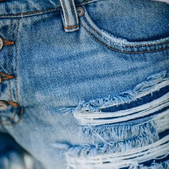 Distressed Jeans Denim cutoff ripped Shorts - Picture 4 of 14